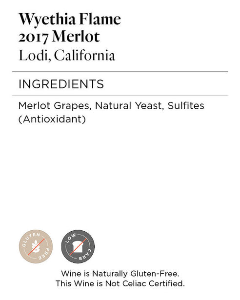 Wyethia Flame 2017 Merlot Lodi, California