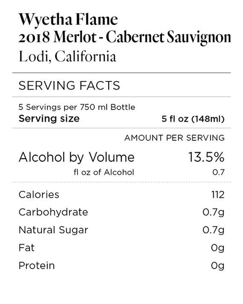Wyetha Flame 2018 Merlot - Cabernet Sauvignon Lodi, California