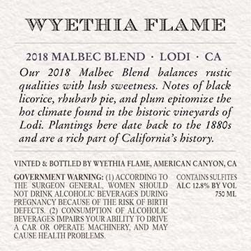 Wyethia Flame 2018 Malbec Blend Lodi, California