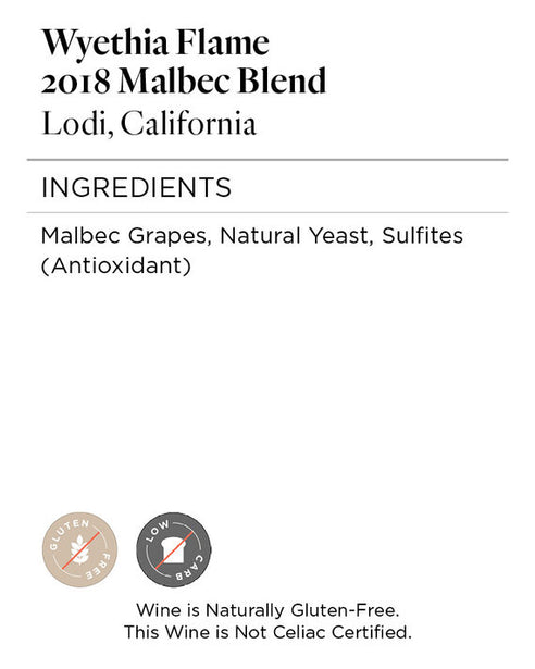 Wyethia Flame 2018 Malbec Blend Lodi, California