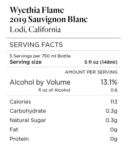 Wyethia Flame 2019 Sauvignon Blanc Lodi, California
