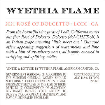 Wyethia Flame 2021 Rosé of Dolcetto Lodi, California