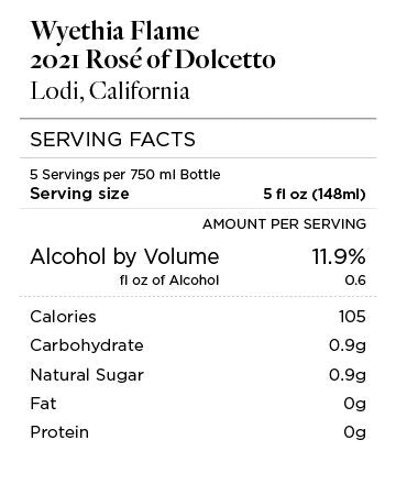 Wyethia Flame 2021 Rosé of Dolcetto Lodi, California