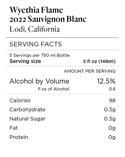 Wyethia Flame 2022 Sauvignon Blanc Lodi, California