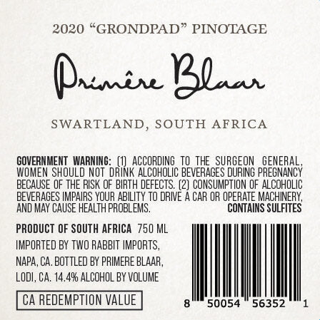 Primêre Blaar 2020 Pinotage Swartland, South Africa