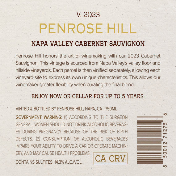 Penrose Hill 2023 Cabernet Sauvignon Napa Valley, California