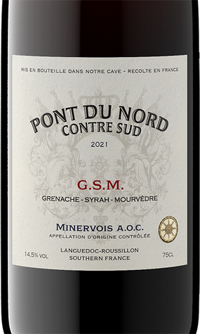 Pont du Nord Contre Sud 2021 Grenache – Syrah – Mourvèdre Minervois AOC, France