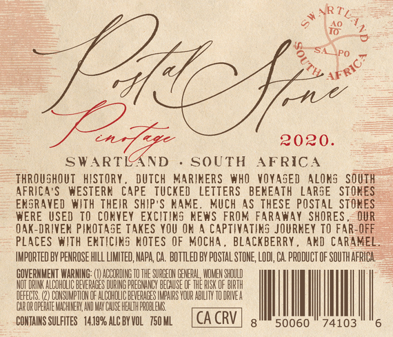 Postal Stone 2020 Pinotage Swartland, South Africa