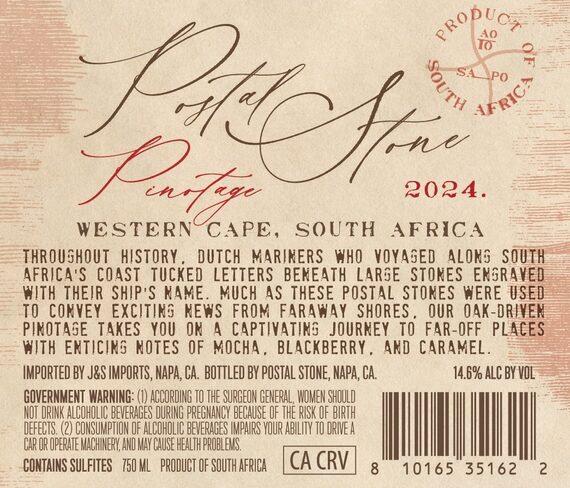 Postal Stone 2024 Pinotage Western Cape, South Africa