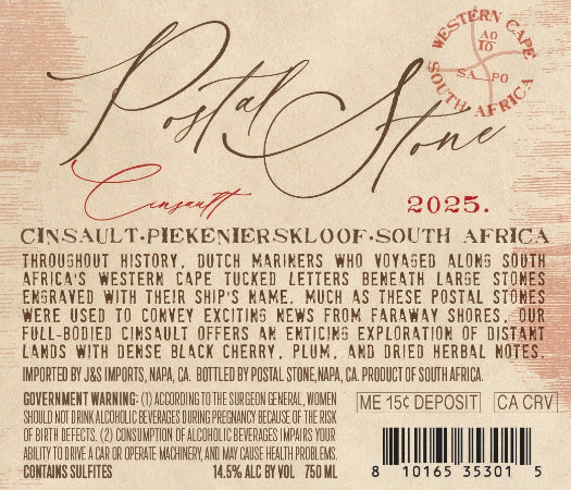 Postal Stone Cinsault Back Label