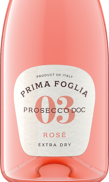 Prima Foglia 2025 Extra Dry Prosecco Rosé Front Label