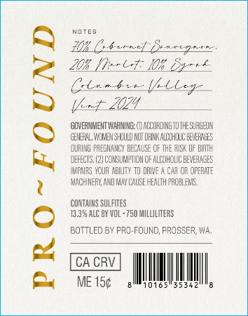 Pro-Found Red Blend Back Label