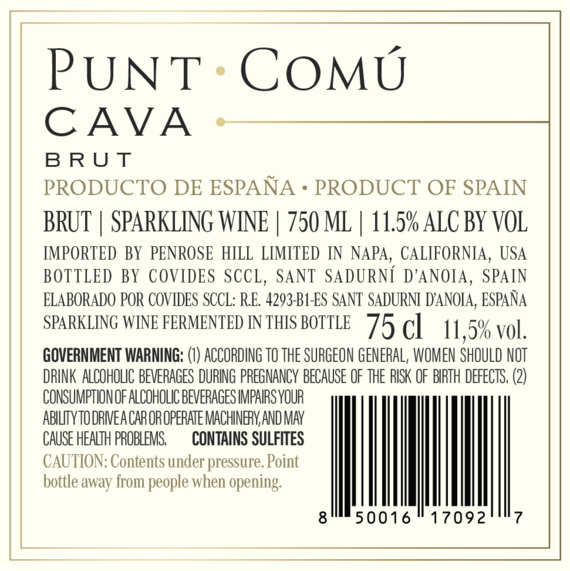 Punt Comú NV Cava Brut DO Cava, Spain