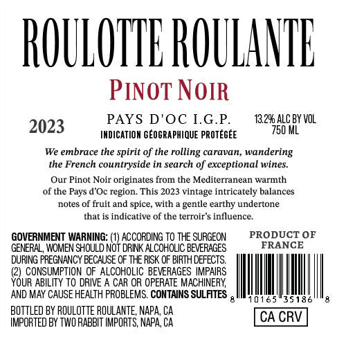 Roulotte Roulante 2023 Pinot Noir Pays d'Oc IGP, France