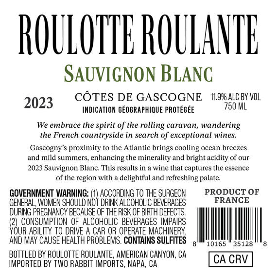Roulotte Roulante 2023 Sauvignon Blanc Côtes De Gascogne IGP, France