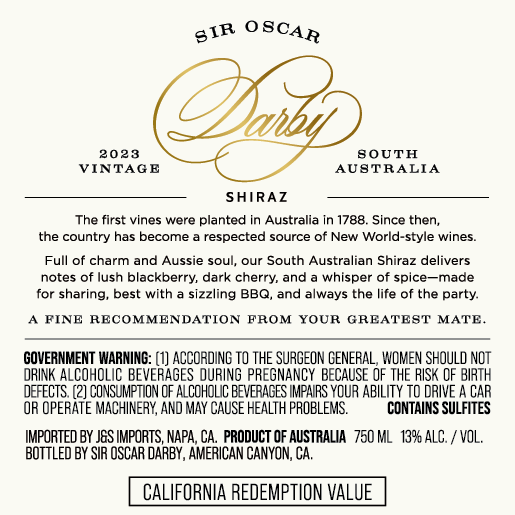 Sir Oscar Darby 2023 Shiraz South Australia