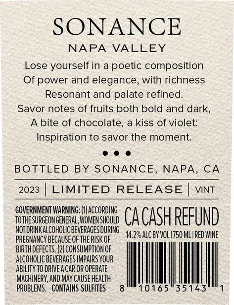 Sonance 2023 Red Blend Napa Valley, California