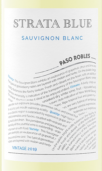 Strata Blue 2019 Sauvignon Blanc Paso Robles, California