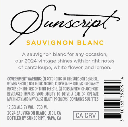Sunscript 2024 Sauvignon Blanc Lodi, California