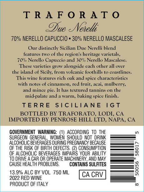 Traforato 2022 Nerello Capuccio – Nerello Mascalese Terre Siciliane IGT, Italy