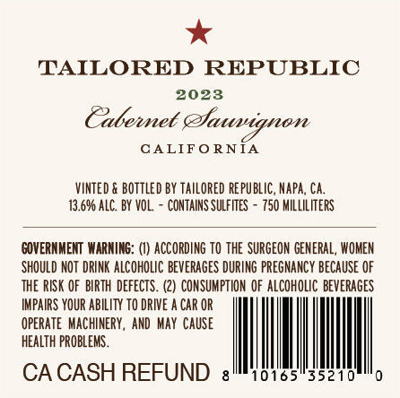 Tailored Republic 2023 Cabernet Sauvignon, California