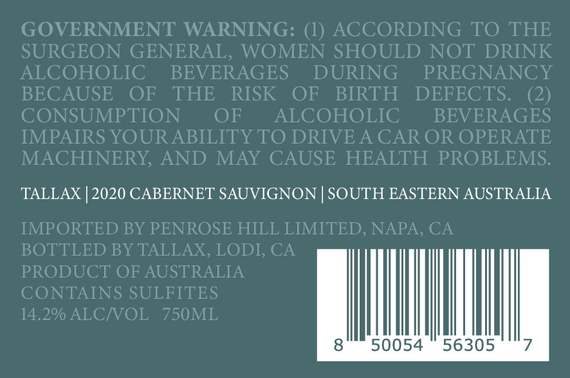 Tallax 2020 Cabernet Sauvignon South Eastern Australia, Australia
