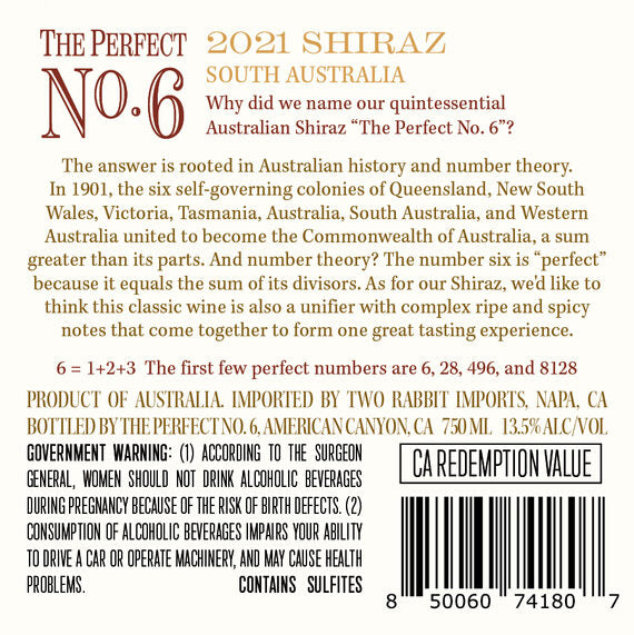 The Perfect No. 6 2021 Shiraz South Australia, Australia
