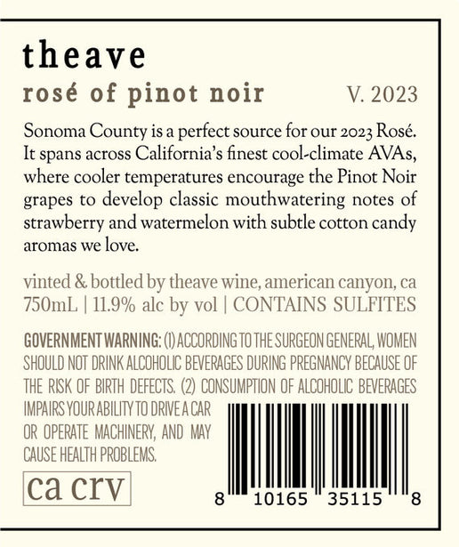 Theave 2023 Rosé of Pinot Noir Sonoma County, California