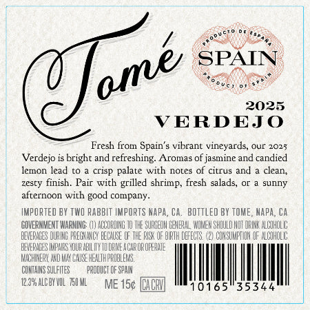 Tome Verdejo Back Label