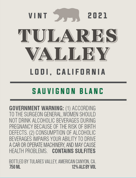Tulares Valley 2021 Sauvignon Blanc Lodi, California