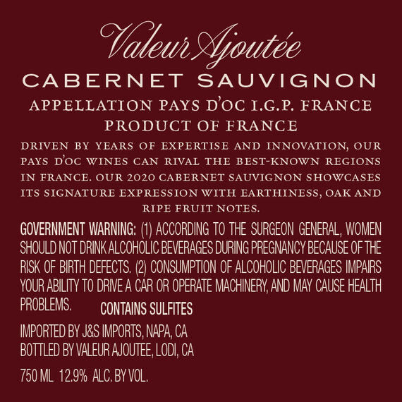 Valeur Ajoutée 2020 Cabernet Sauvignon Pays d'Oc IGP, France