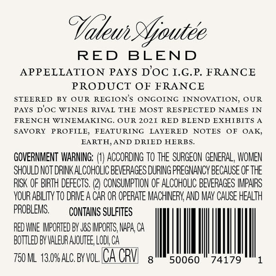 Valeur Ajoutée 2021 Red Blend Pays d'Oc IGP, France