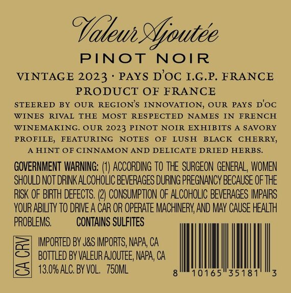 Valeur Ajoutée 2023 Pinot Noir Pays d'Oc IGP, France