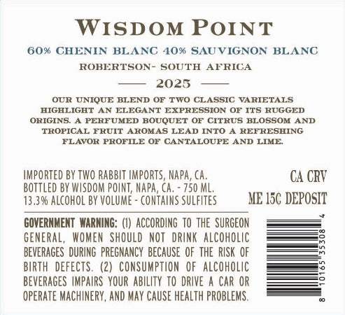Wisdom Point Blanc Blanc Back Label