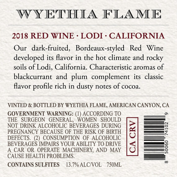 Wyethia Flame 2018 Red Blend Lodi, California