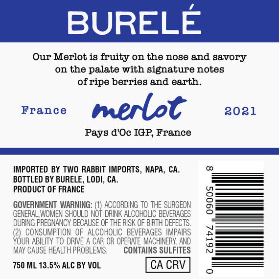 Burelé 2021 Merlot Pays d'Oc IGP, France