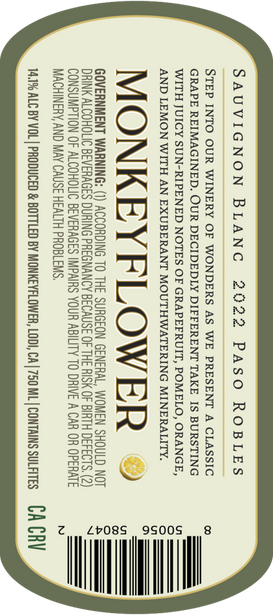 Monkeyflower 2022 Sauvignon Blanc Paso Robles, California