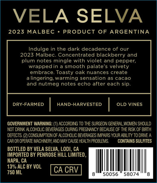 Vela Selva 2023 Malbec Valle de Uco, Mendoza, Argentina