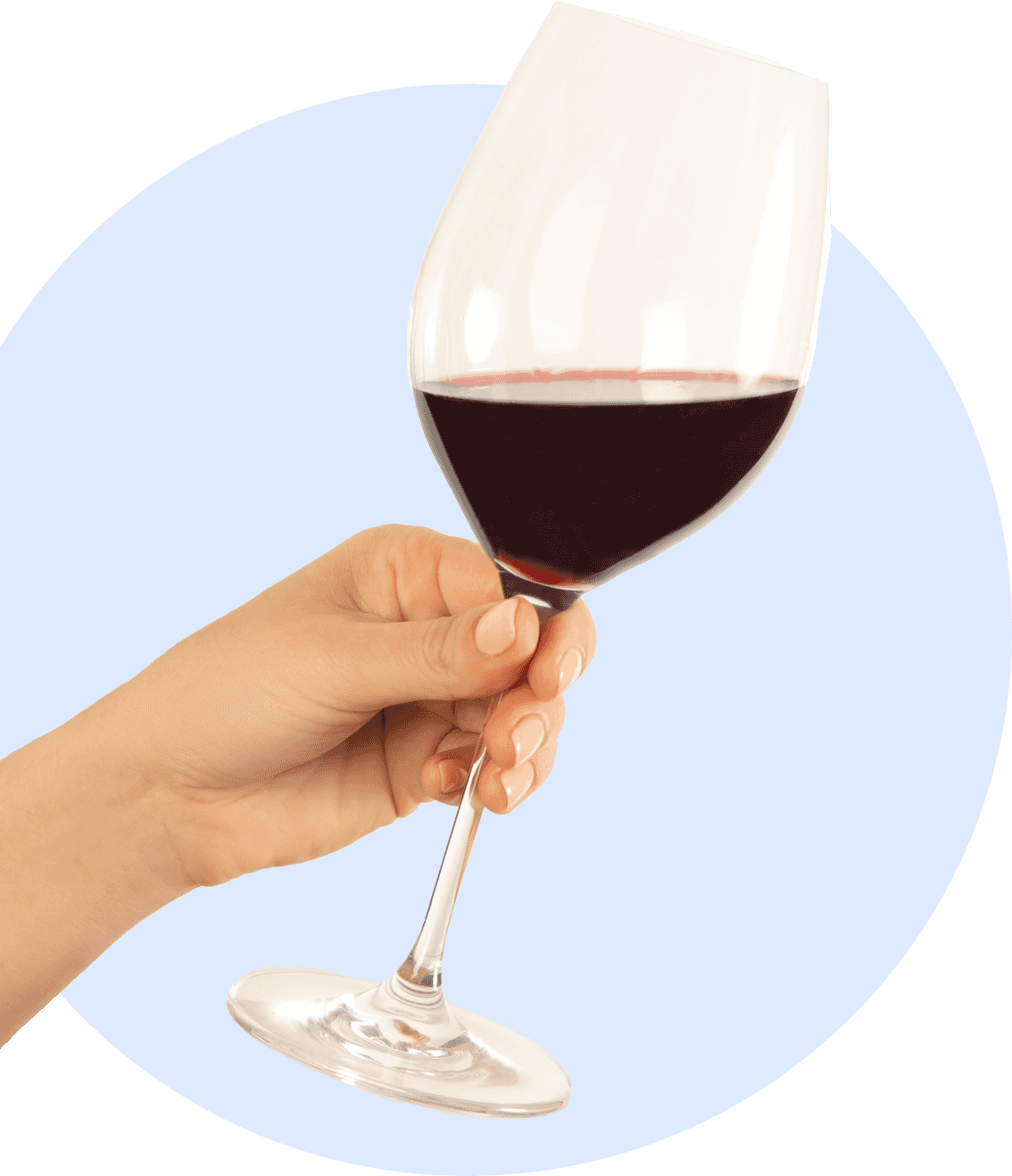 a hand holding a glass of red wine